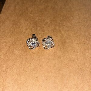 Silver post CZ earrings